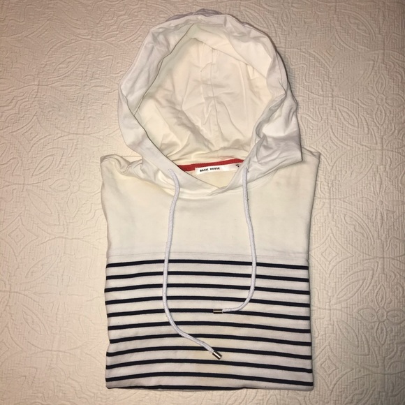 BASIC HOUSE Long Sleeve Striped Pull-On Hoodie - Picture 3 of 8